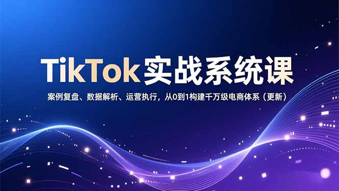 TikTok实战系统课,案例复盘、数据解析、运营执行,从0到1构建千万级电商体系(更新)网赚项目-副业赚钱-互联网创业-资源整合百读客