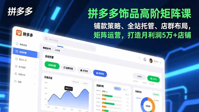 拼多多饰品高阶矩阵课,铺款策略、全站托管、店群布局,矩阵运营,打造月利润5万+店铺网赚项目-副业赚钱-互联网创业-资源整合百读客