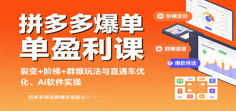 拼多多爆单盈利课：裂变+阶梯+群爆玩法与直通车优化、AI 软件实操网赚项目-副业赚钱-互联网创业-资源整合百读客