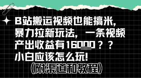 b站掘金计划？搬运视频也能挣拉新的收益，小白应该怎么玩！网赚项目-副业赚钱-互联网创业-资源整合百读客