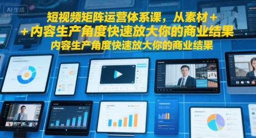 短视频矩阵运营体系课,从素材+内容生产角度快速放大你的商业结果网赚项目-副业赚钱-互联网创业-资源整合百读客