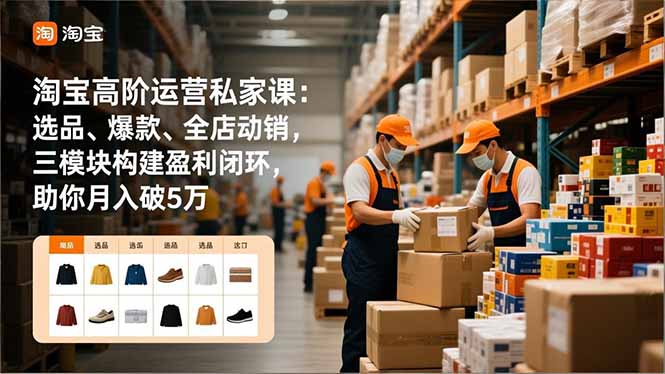 淘宝高阶运营私家课:选品、爆款、全店动销,三模块构建盈利闭环,助你月入破5万(更新12月)网赚项目-副业赚钱-互联网创业-资源整合百读客