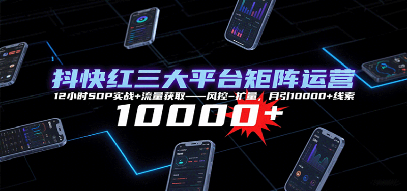 抖快红三大平台矩阵运营,12小时SOP实战+流量获取-风控-扩量,月引10000+线索网赚项目-副业赚钱-互联网创业-资源整合百读客