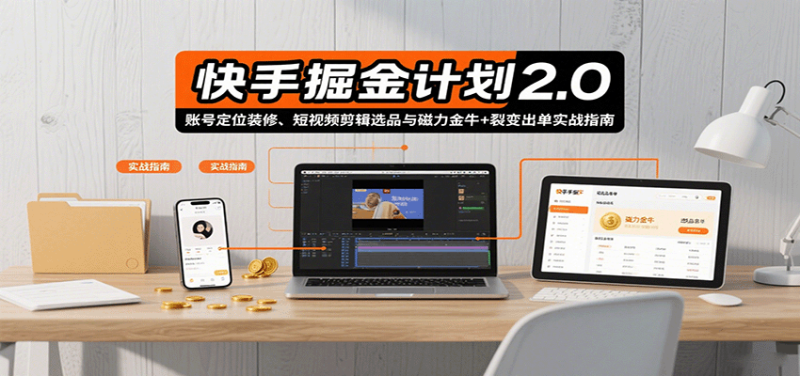 快手掘金计划2.0，账号定位装修、短视频剪辑选品与磁力金牛+裂变出单实战指南网赚项目-副业赚钱-互联网创业-资源整合百读客