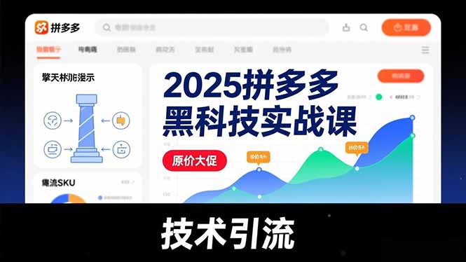2025拼多多黑科技实战课，擎天柱玩法、爆流SKU、原价大促，技术引流，单店日销轻松破千单网赚项目-副业赚钱-互联网创业-资源整合百读客