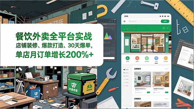 餐饮外卖全平台实战，店铺装修、爆款打造、30天爆单，手把手教学，单店月订单增长200%+网赚项目-副业赚钱-互联网创业-资源整合百读客