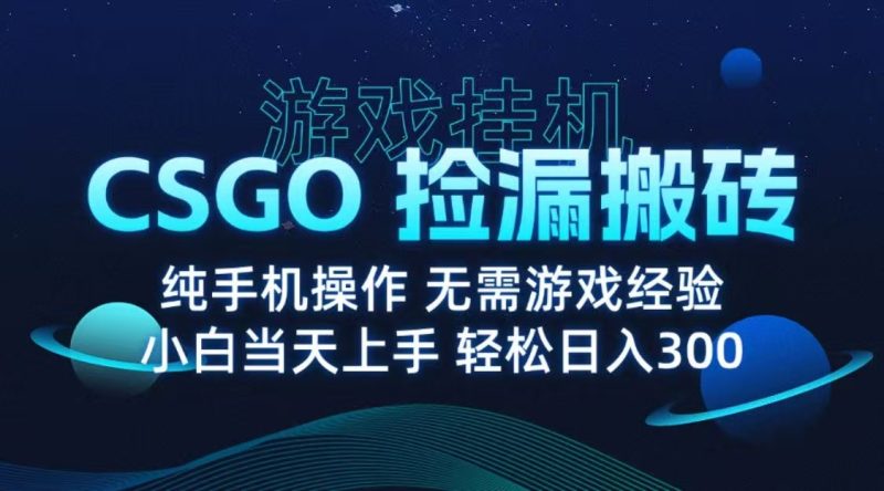 9月最新游戏搬砖,CSGO纯挂机,不需要玩游戏,实现真挂机,月入1W+网赚项目-副业赚钱-互联网创业-资源整合百读客