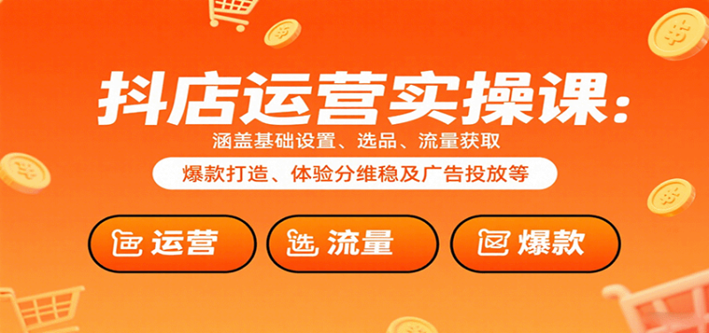 抖店运营实操课：涵盖基础设置、选品、流量获取、爆款打造、体验分维稳及广告投放等网赚项目-副业赚钱-互联网创业-资源整合百读客