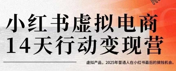 小红书虚拟电商14天变现训练营,虚拟产品,2025年普通人在小红书最后的搞钱机会网赚项目-副业赚钱-互联网创业-资源整合百读客