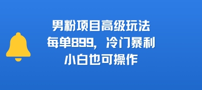 男粉项目高级玩法,每单899,冷门暴利,小白也可操作网赚项目-副业赚钱-互联网创业-资源整合百读客
