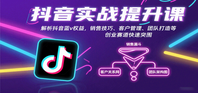 抖音实战提升课：解析抖音蓝v权益，销售技巧、客户管理、团队打造等创业赛道快速突围网赚项目-副业赚钱-互联网创业-资源整合百读客