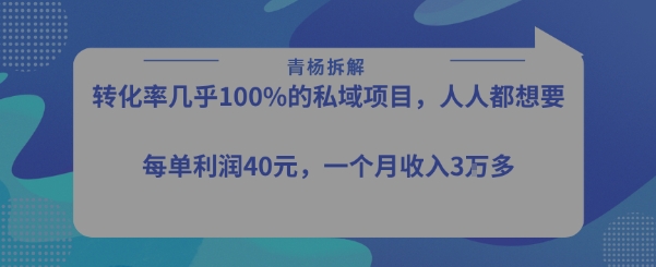 转化率最高的私域项目，每单利润40-50米，月入过1w网赚项目-副业赚钱-互联网创业-资源整合百读客