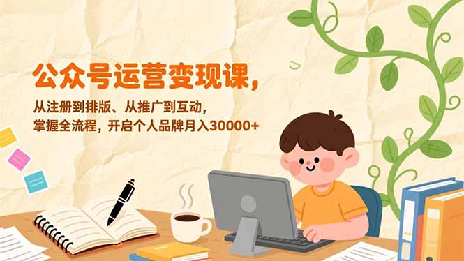 公众号运营变现课,从注册到排版、从推广到互动,掌握全流程,开启个人品牌月入30000+网赚项目-副业赚钱-互联网创业-资源整合百读客