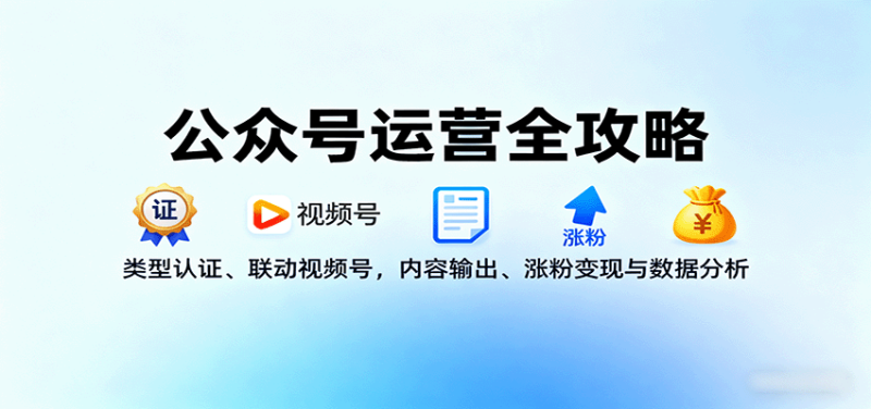公众号运营全攻略：类型认证、联动视频号，内容输出、涨粉变现与数据分析网赚项目-副业赚钱-互联网创业-资源整合百读客