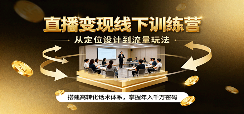 直播变现线下训练营,从定位设计到流量玩法,搭建高转化话术体系,掌握年入千万密码网赚项目-副业赚钱-互联网创业-资源整合百读客