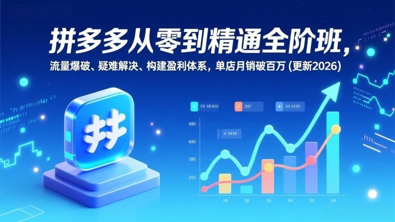 拼多多从零到精通全阶班，流量爆破、疑难解决，构建盈利体系，单店月销破百万(更新2026)网赚项目-副业赚钱-互联网创业-资源整合百读客