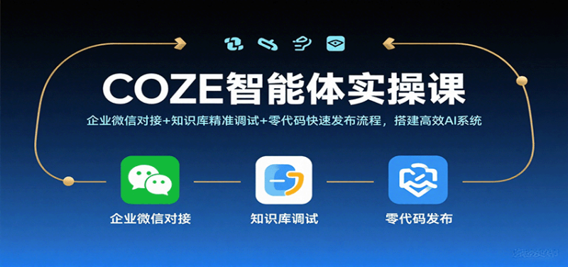 COZE智能体实操课,企业微信对接+知识库精准调试+零代码快速发布流程,搭建高效AI系统网赚项目-副业赚钱-互联网创业-资源整合百读客