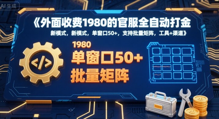 外面收费1980的官服全自动打金,新模式,单窗口50+,支持批量矩阵,工具+渠道网赚项目-副业赚钱-互联网创业-资源整合百读客