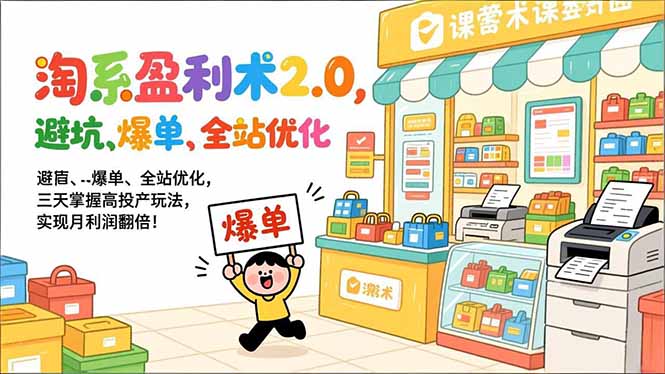 淘系盈利术2.0,避坑、爆单、全站优化,三天掌握高投产玩法,实现月利润翻倍!网赚项目-副业赚钱-互联网创业-资源整合百读客