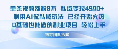 单条视频私域变现4.9k+利用AI做私域玩法 已经开始火热0基础也能做的副业项目轻松上手网赚项目-副业赚钱-互联网创业-资源整合百读客