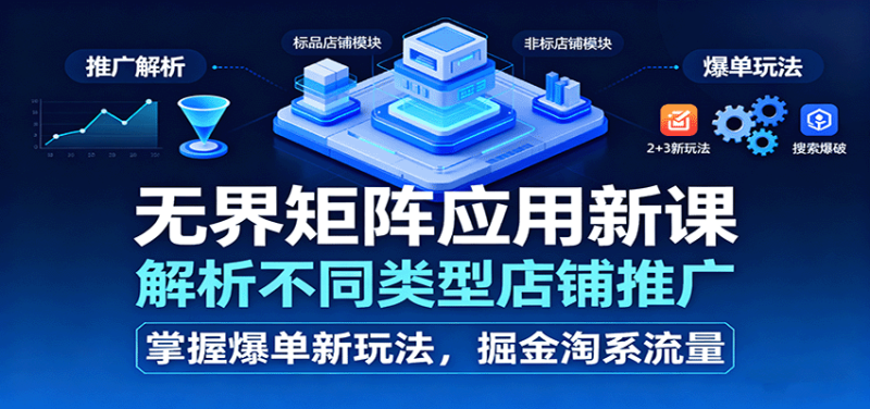 无界矩阵应用新课，解析不同类型店铺推广，掌握爆单新玩法，掘金淘系流量网赚项目-副业赚钱-互联网创业-资源整合百读客