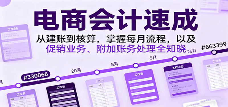 电商会计速成，从建账到核算，掌握每月流程，以及促销业务、附加账务处理全知晓网赚项目-副业赚钱-互联网创业-资源整合百读客