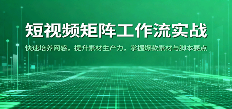 短视频矩阵工作流实战：快速培养网感，提升素材生产力，掌握爆款素材与脚本要点网赚项目-副业赚钱-互联网创业-资源整合百读客