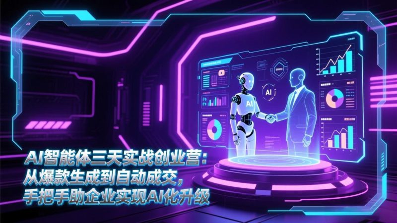 AI智能体三天实战创业营:从爆款生成到自动成交,手把手助企业实现AI化升级网赚项目-副业赚钱-互联网创业-资源整合百读客