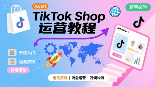 TikTok Shop从0到1运营教程,TikTok跨境电商新手必学课程网赚项目-副业赚钱-互联网创业-资源整合百读客