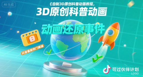 自制3D原创科普动画教程,动画还原事件,抖音最新热门赛道,可过伙伴计划网赚项目-副业赚钱-互联网创业-资源整合百读客