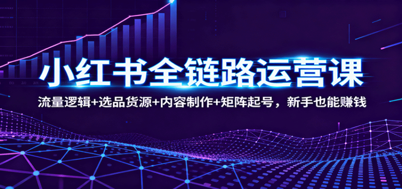 小红书全链路运营课:流量逻辑+选品货源+内容制作+矩阵起号,新手也能赚钱网赚项目-副业赚钱-互联网创业-资源整合百读客