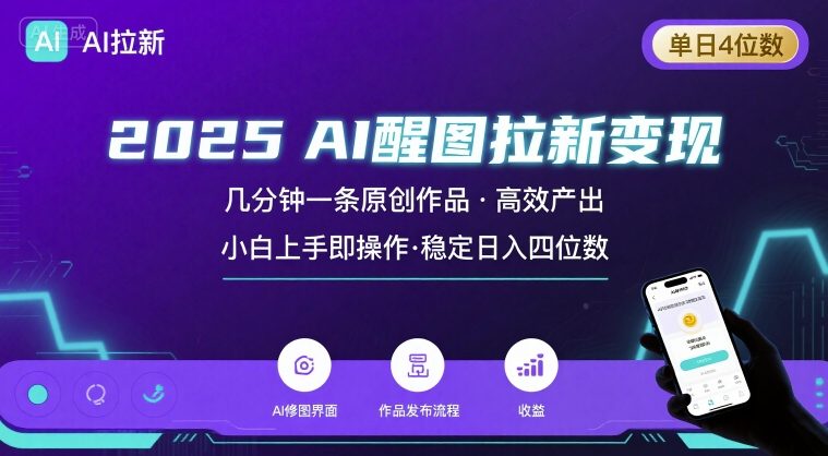 2025最强AI醒图拉新，几分钟一条原创作品，单日收入4位数，小白也能上手操作网赚项目-副业赚钱-互联网创业-资源整合百读客