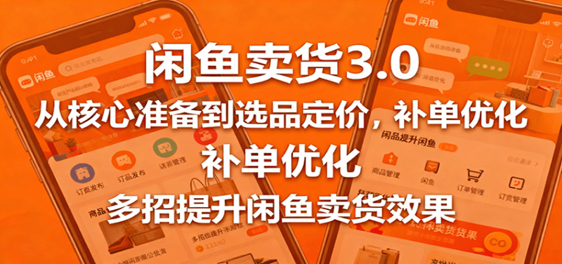 闲鱼卖货3.0，从核心准备到选品定价，补单优化，多招提升闲鱼卖货效果网赚项目-副业赚钱-互联网创业-资源整合百读客