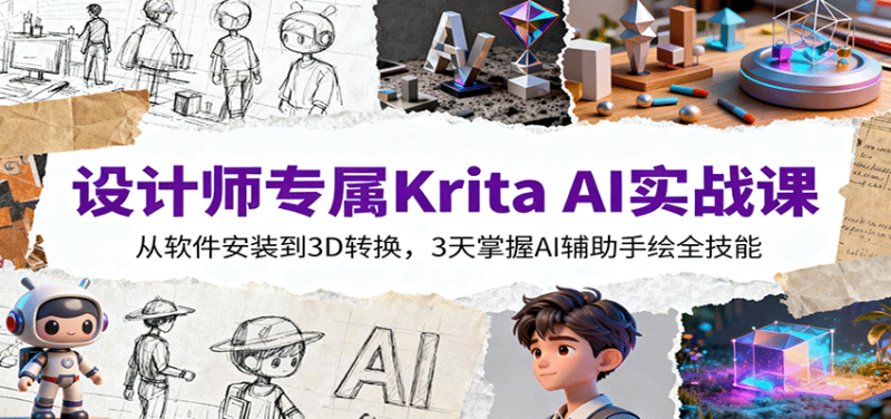 设计师专属Krita AI实战课:从软件安装到3D转换,3天掌握AI辅助手绘全技能网赚项目-副业赚钱-互联网创业-资源整合百读客