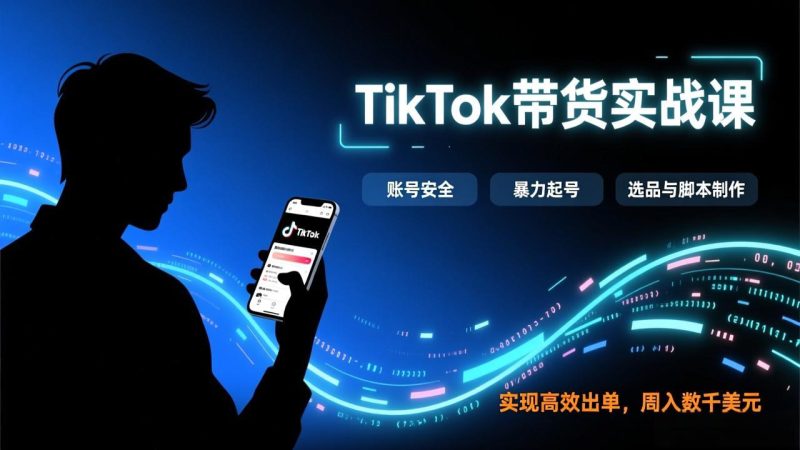 TikTok带货实战课，涵盖账号安全、暴力起号、选品与脚本制作，实现高效出单，周入数千美元网赚项目-副业赚钱-互联网创业-资源整合百读客