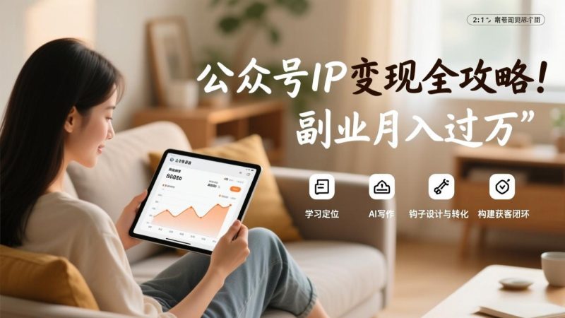 公众号IP变现全攻略,学习定位、AI写作、钩子设计与转化,构建获客闭环,副业月入过万网赚项目-副业赚钱-互联网创业-资源整合百读客