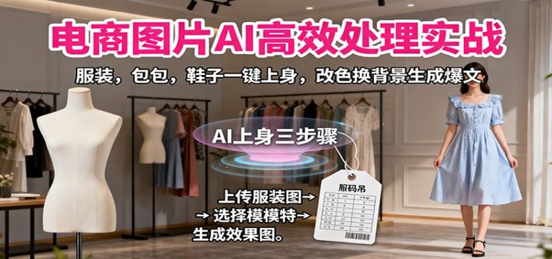 电商图片AI高效处理实战，服装，包包，鞋子一键上身，改色换背景生成爆文网赚项目-副业赚钱-互联网创业-资源整合百读客
