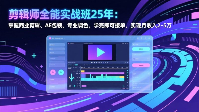 剪辑师全能实战班25年:掌握商业剪辑、AE包装、专业调色,学完即可接单,实现月收入2-5万网赚项目-副业赚钱-互联网创业-资源整合百读客