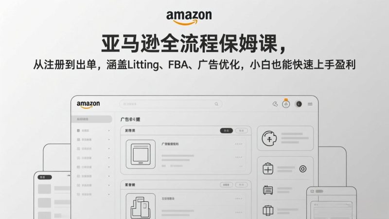 亚马逊全流程保姆课,从注册到出单,涵盖Listing、FBA、广告优化,小白也能快速上手盈利网赚项目-副业赚钱-互联网创业-资源整合百读客