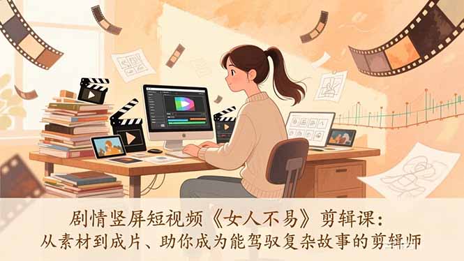 剧情竖屏短视频《女人不易》剪辑课：从素材到成片、助你成为能驾驭复杂故事的剪辑师网赚项目-副业赚钱-互联网创业-资源整合百读客