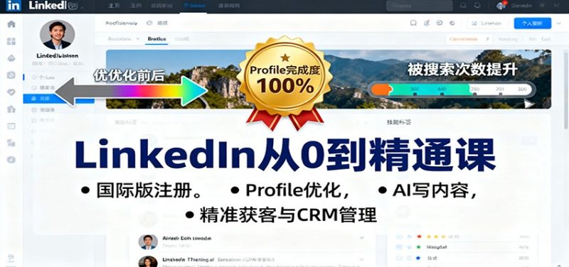 LinkedIn从0到精通课：国际版注册，Profile优化，AI写内容，精准获客与CRM管理网赚项目-副业赚钱-互联网创业-资源整合百读客