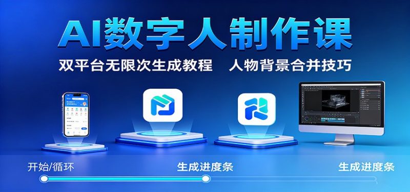 AI数字人制作课：双平台无限次生成教程，人物背景合并技巧网赚项目-副业赚钱-互联网创业-资源整合百读客