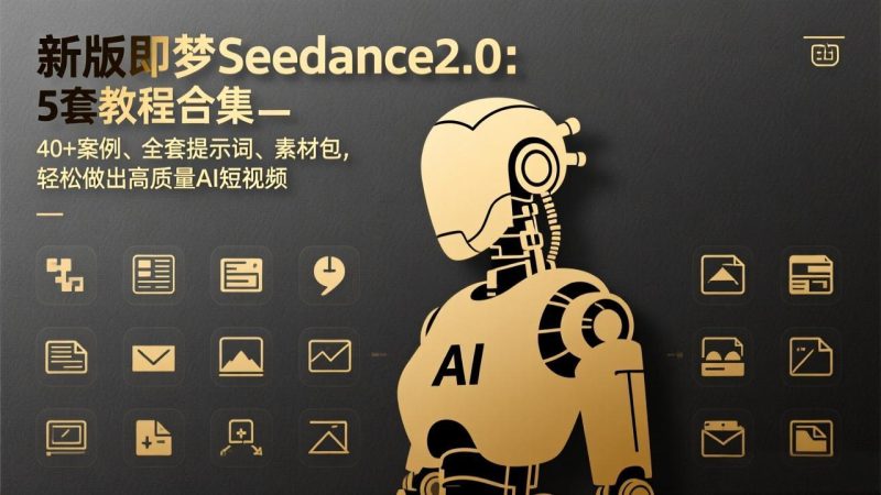 新版即梦Seedance2.0：5套教程合集，40+案例、全套提示词、素材包，轻松做出高质量AI短视频网赚项目-副业赚钱-互联网创业-资源整合百读客