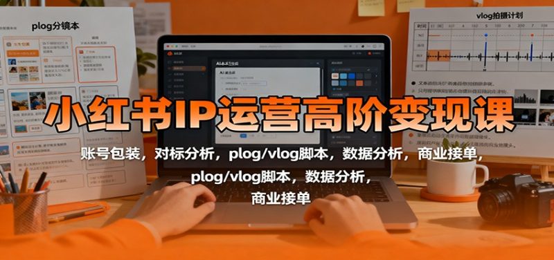 小红书IP运营高阶变现课:账号包装,对标分析,plog/vlog脚本,数据分析,商业接单网赚项目-副业赚钱-互联网创业-资源整合百读客