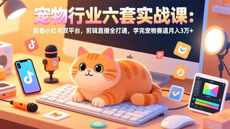 宠物行业六套实战课:抖音小红书双平台,剪辑直播全打通,学完宠物赛道月入3万+网赚项目-副业赚钱-互联网创业-资源整合百读客