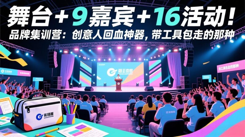 舞台 + 9 嘉宾 + 16 活动!品牌集训营:创意人回血神器,带工具包走的那种网赚项目-副业赚钱-互联网创业-资源整合百读客