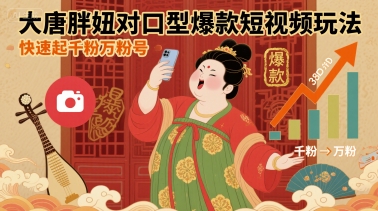 大唐胖妞对口型爆款短视频玩法，快速起千粉万粉号网赚项目-副业赚钱-互联网创业-资源整合百读客