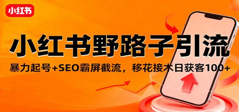 小红书野路子引流，暴力起号+SEO霸屏截流，移花接木日获客100+网赚项目-副业赚钱-互联网创业-资源整合百读客