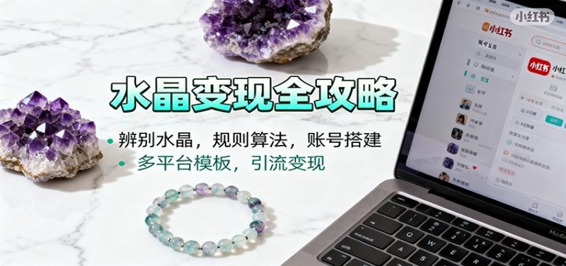 水晶小红书起号课：辨别水晶，规则算法，账号搭建，多平台模板，引流变现网赚项目-副业赚钱-互联网创业-资源整合百读客