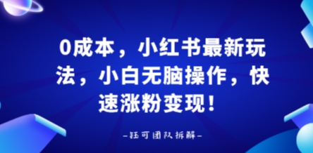 0成本，小红书最新玩法，小白无脑操作，快速涨粉变现网赚项目-副业赚钱-互联网创业-资源整合百读客